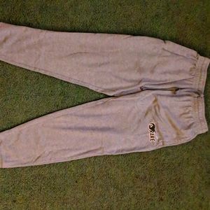 Grey jogger sweat pants, pink and dolphin, small